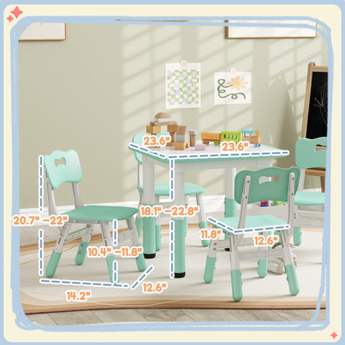 Height Adjustable 5pc Toddler Table and Chair Set with Storage Box