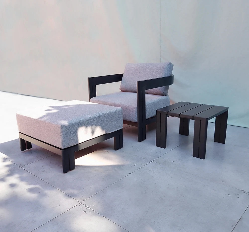 Outdoor Furniture Garden Aluminum Outdoor Sofa Living Single Sofa and Ottoman Set