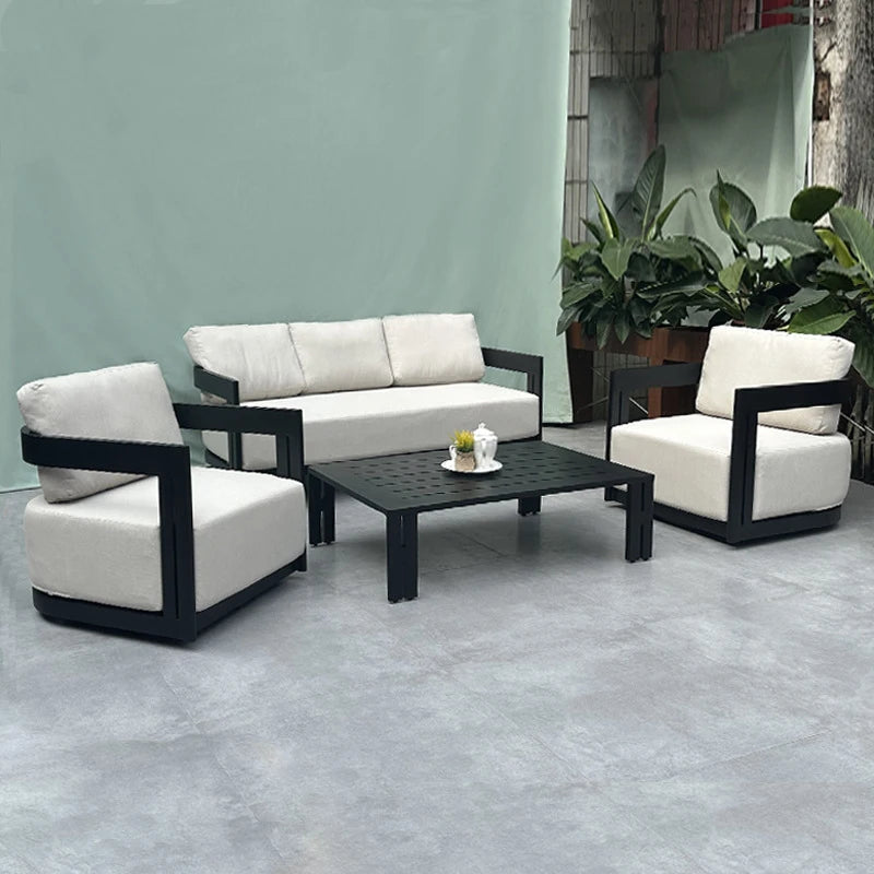 Outdoor Furniture Garden Aluminum Outdoor Sofa Living Single Sofa and Ottoman Set
