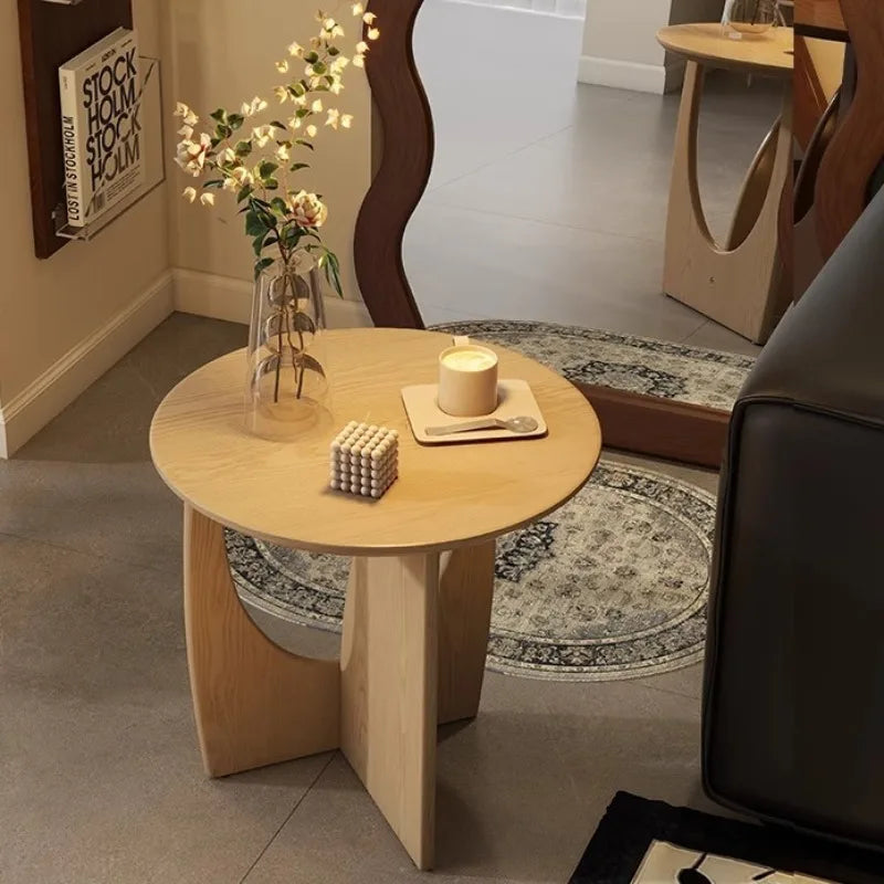Nordic Solid Wood Round Side Table Simple Modern Small-sized Household Living Room End Tables Universal Creative Home Decoration