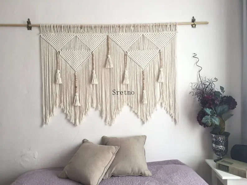 Boho Room Decor Hand Woven Tapestry Macrame Wall Decoration Tapestry Pendant Minimalist Homestay Background Wall Tapestries