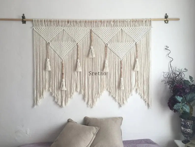 Boho Room Decor Hand Woven Tapestry Macrame Wall Decoration Tapestry Pendant Minimalist Homestay Background Wall Tapestries