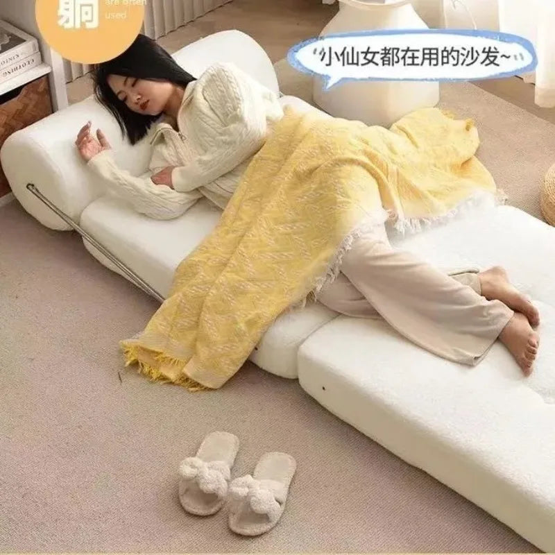 Folding Leather Sofa Living Rooms Bedroom Sun Lounger Luxury Single Sofas Bed Tatami Tiny Home Modern Comfortable Furniture