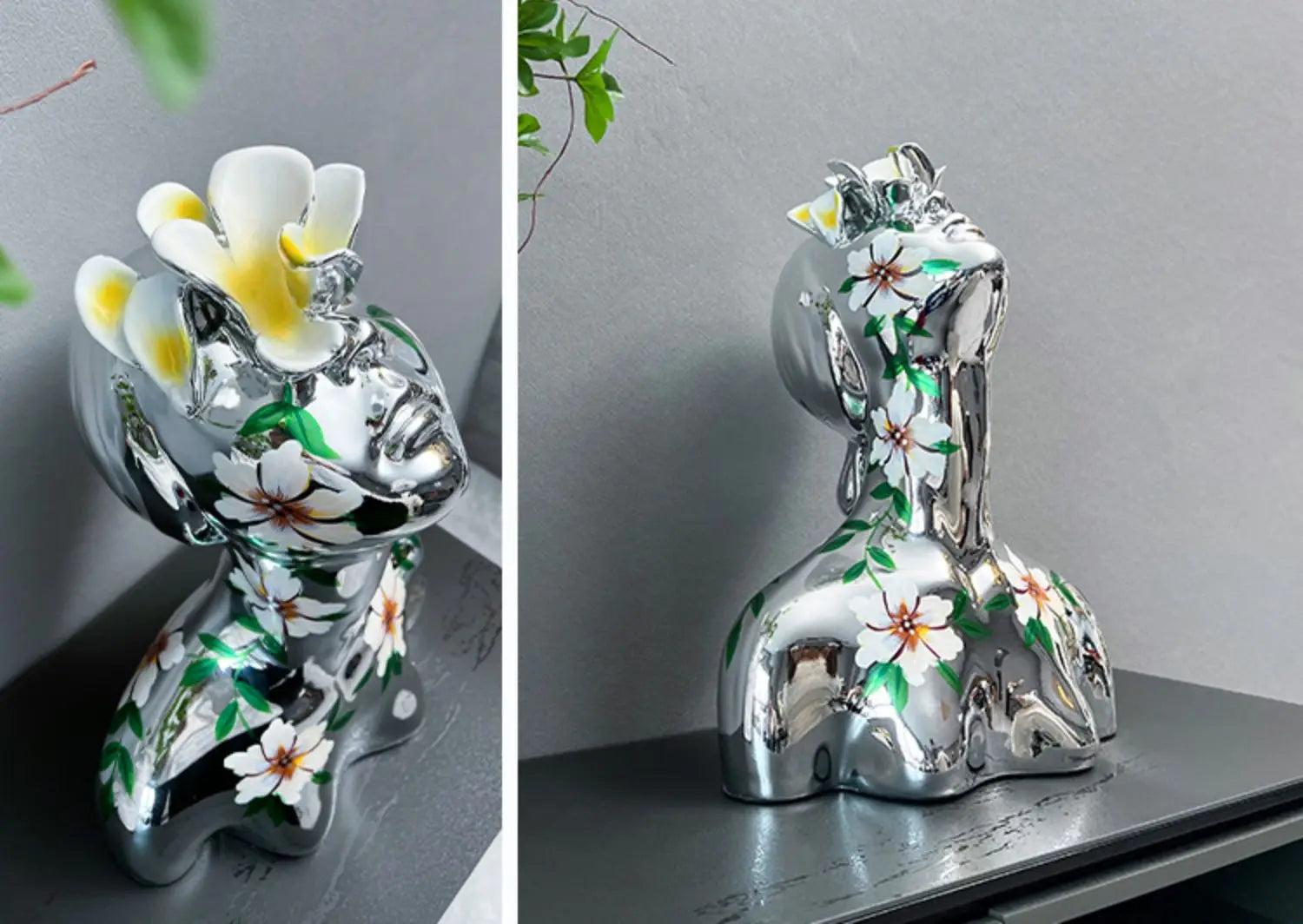 Decorati Statue Home Decor Creative Half Body Abstract Goddess Electroplated Painted Portrait Ornaments in Living Room Sculpture