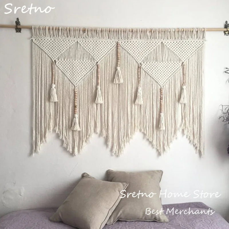 Boho Room Decor Hand Woven Tapestry Macrame Wall Decoration Tapestry Pendant Minimalist Homestay Background Wall Tapestries