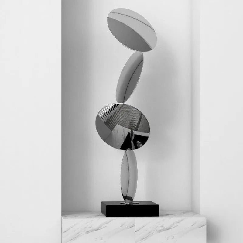 Modern Simple Living Room Sculptures Geometric Abstraction Stainless Steel Entrance Hall Bedroom Statues Home Decorations
