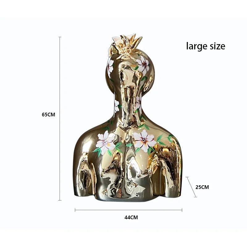 Decorati Statue Home Decor Creative Half Body Abstract Goddess Electroplated Painted Portrait Ornaments in Living Room Sculpture