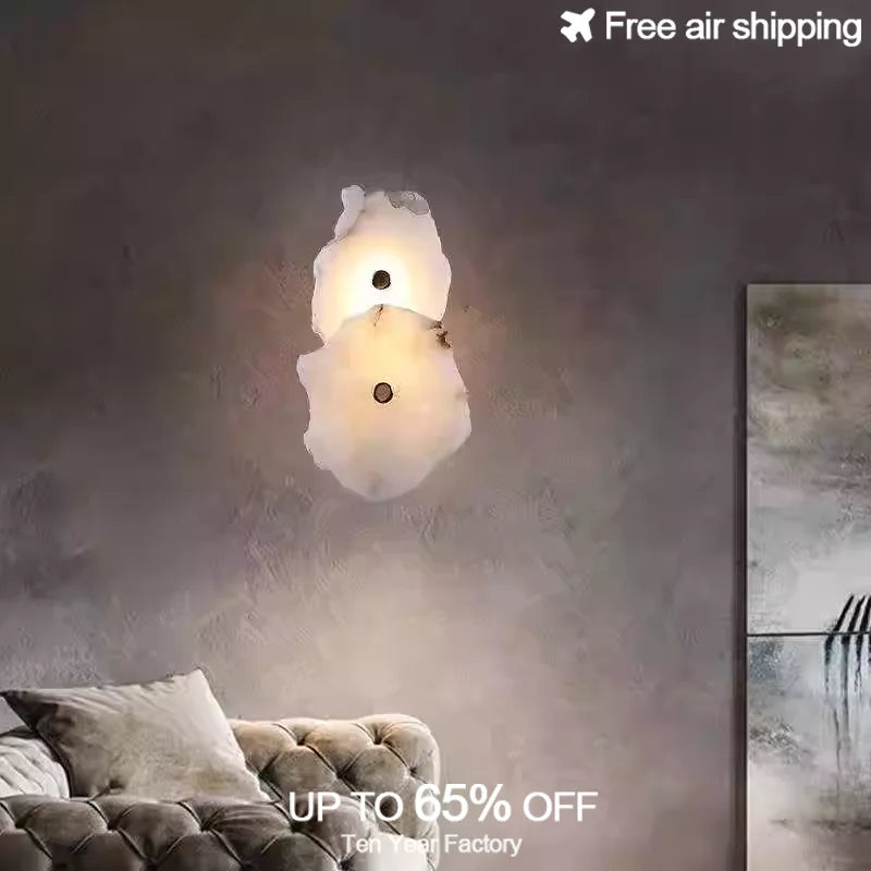 Luxury Natural Marble LED Wall Light Modern Sconce for Bedroom Living Dining Room Home Decoration Lighting