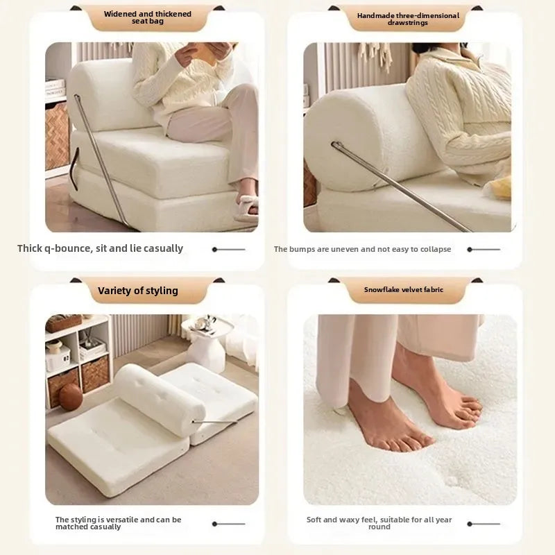 Folding Leather Sofa Living Rooms Bedroom Sun Lounger Luxury Single Sofas Bed Tatami Tiny Home Modern Comfortable Furniture