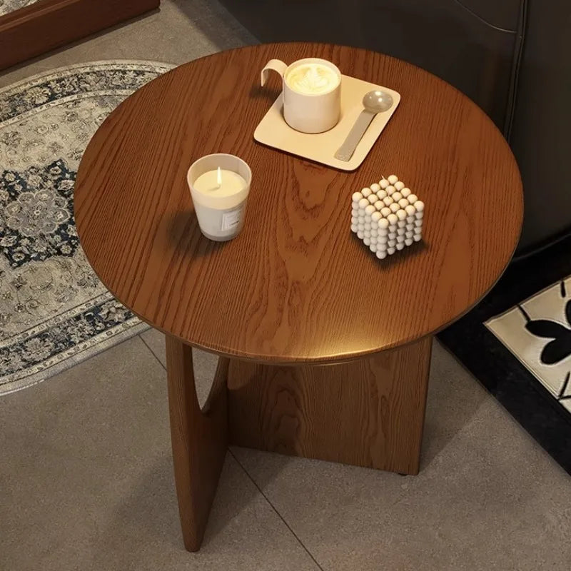 Nordic Solid Wood Round Side Table Simple Modern Small-sized Household Living Room End Tables Universal Creative Home Decoration