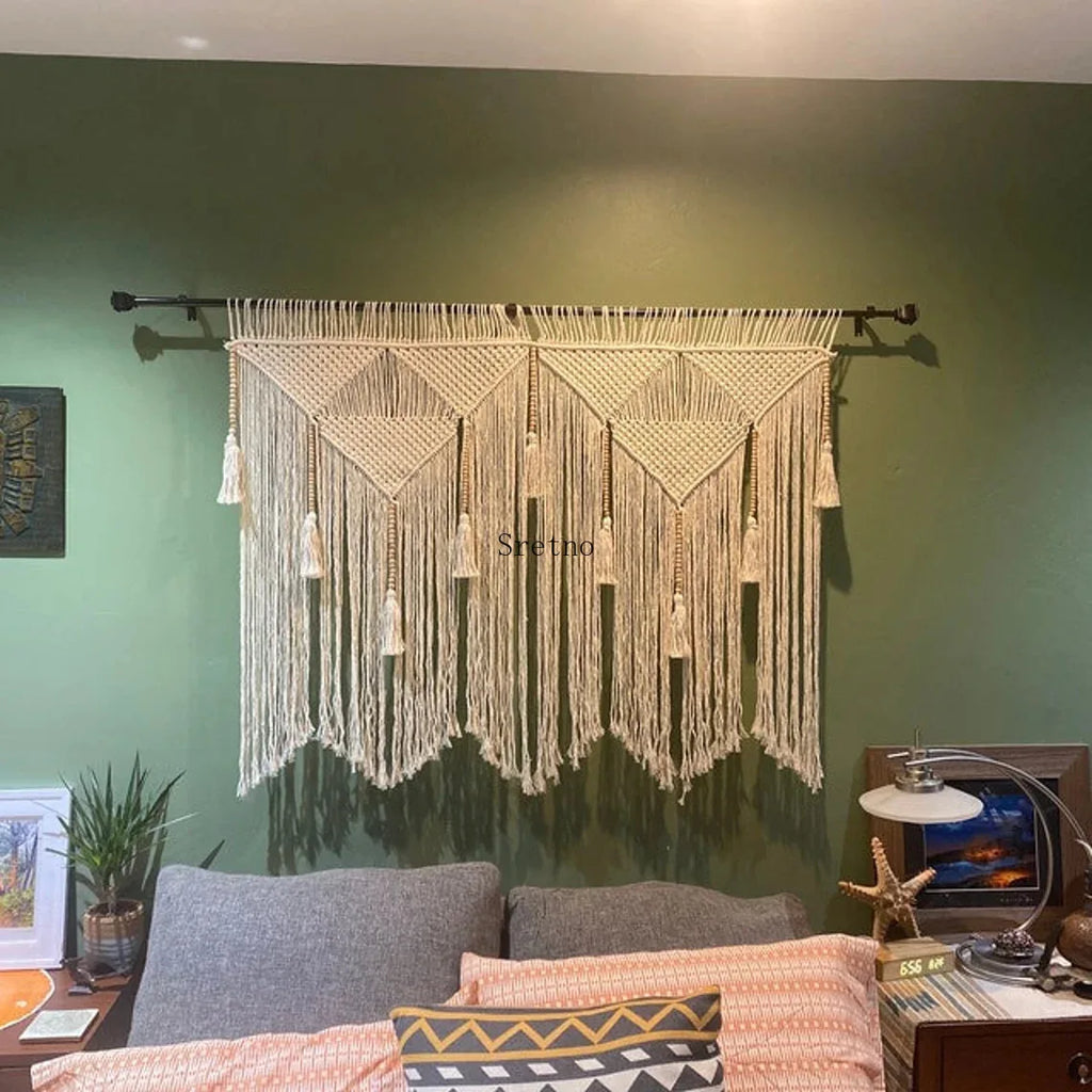 Boho Room Decor Hand Woven Tapestry Macrame Wall Decoration Tapestry Pendant Minimalist Homestay Background Wall Tapestries