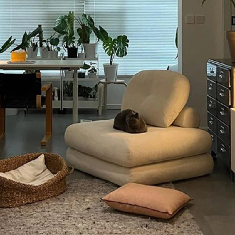 Modern Living Room Sofas Plagable Sofa Bed Comfortable 2- Modes Single Lazy Sofa for Bedroom Puffs Chaise Lounge Home Furniture