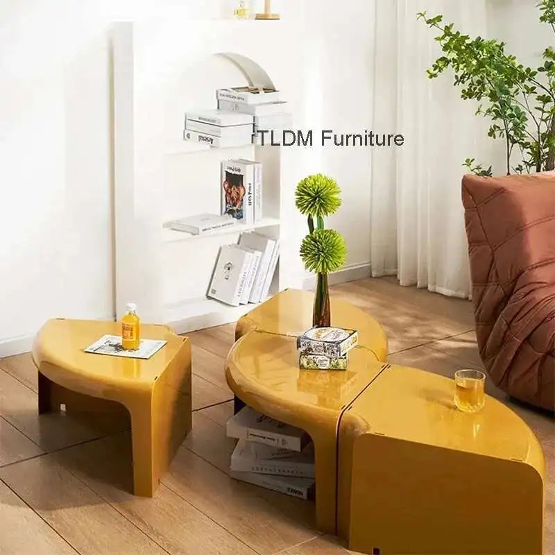 Nordic Round Color Side Table Creative ABS Plastic Coffee Tables Designer Living Room Furniture Modern Home Storage Corner Table