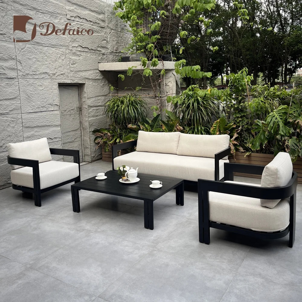 Outdoor Furniture Garden Aluminum Outdoor Sofa Living Single Sofa and Ottoman Set