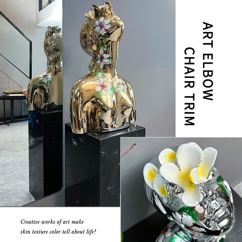 Decorati Statue Home Decor Creative Half Body Abstract Goddess Electroplated Painted Portrait Ornaments in Living Room Sculpture