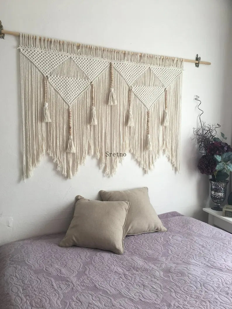 Boho Room Decor Hand Woven Tapestry Macrame Wall Decoration Tapestry Pendant Minimalist Homestay Background Wall Tapestries