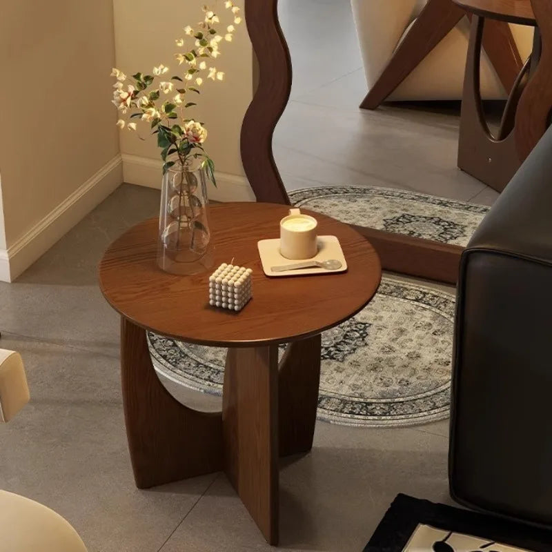 Nordic Solid Wood Round Side Table Simple Modern Small-sized Household Living Room End Tables Universal Creative Home Decoration