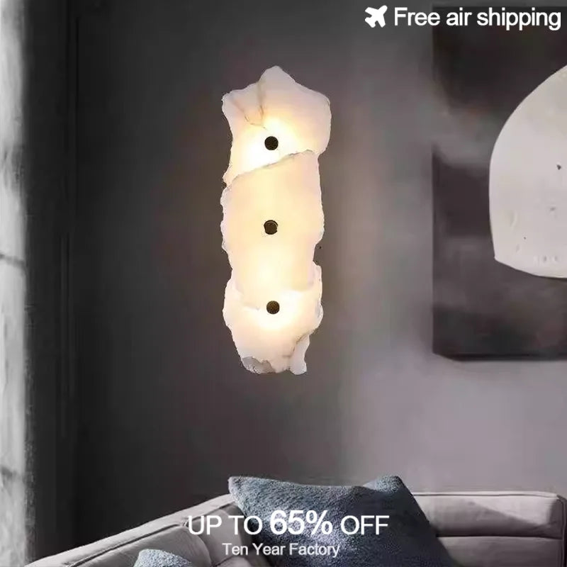 Luxury Natural Marble LED Wall Light Modern Sconce for Bedroom Living Dining Room Home Decoration Lighting