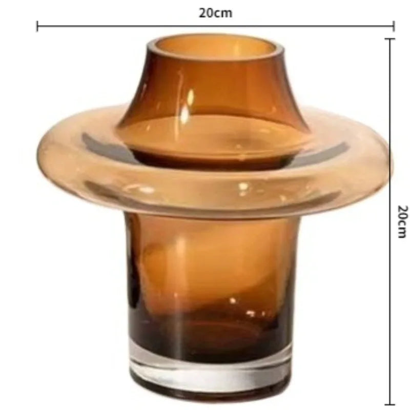 Luxury Artistic Vintage Glass Vases Creative Clear Handmade Oval Flower Planters Smooth Modern Simple Personal Home Decor