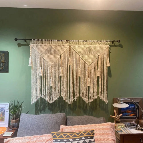 Boho Room Decor Hand Woven Tapestry Macrame Wall Decoration Tapestry Pendant Minimalist Homestay Background Wall Tapestries
