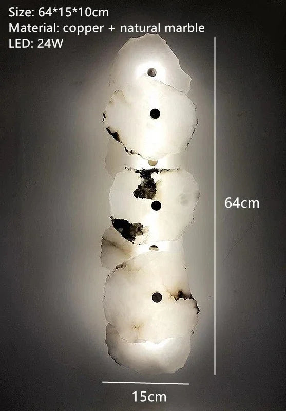 Luxury Natural Marble LED Wall Light Modern Sconce for Bedroom Living Dining Room Home Decoration Lighting