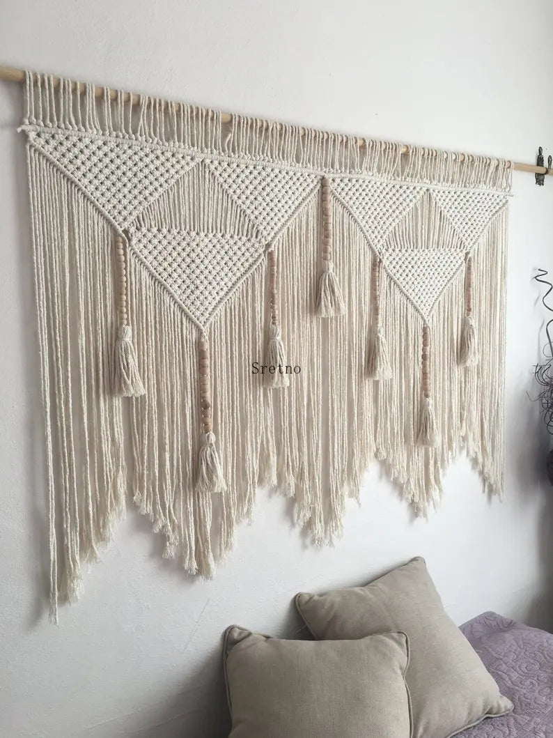 Boho Room Decor Hand Woven Tapestry Macrame Wall Decoration Tapestry Pendant Minimalist Homestay Background Wall Tapestries