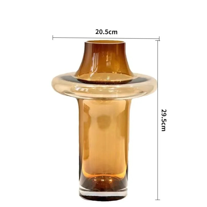 Luxury Artistic Vintage Glass Vases Creative Clear Handmade Oval Flower Planters Smooth Modern Simple Personal Home Decor