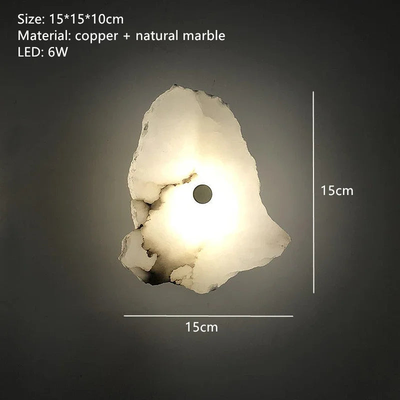 Luxury Natural Marble LED Wall Light Modern Sconce for Bedroom Living Dining Room Home Decoration Lighting