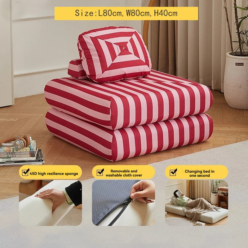 Fabric single sofa, sweet potato sofa bed, small-sized living room folding dual-use tatami, tofu block lazy sofa