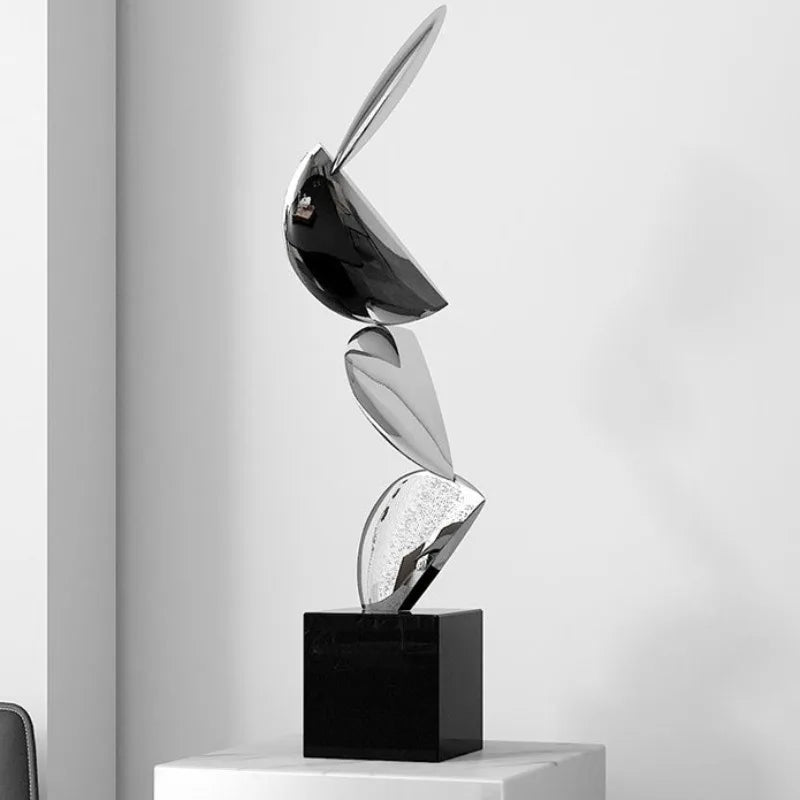 Modern Simple Living Room Sculptures Geometric Abstraction Stainless Steel Entrance Hall Bedroom Statues Home Decorations