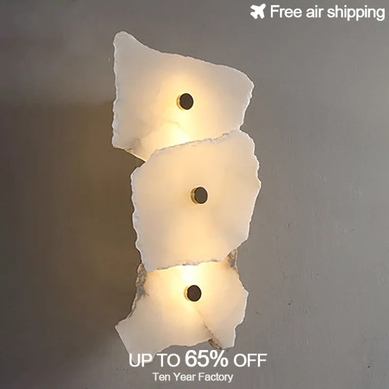 Luxury Natural Marble LED Wall Light Modern Sconce for Bedroom Living Dining Room Home Decoration Lighting